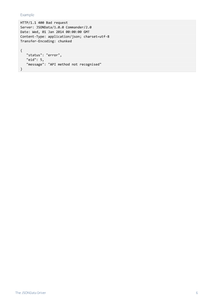 Preview thumbnail of page 6 of the JSONData Driver Manual PDF document.